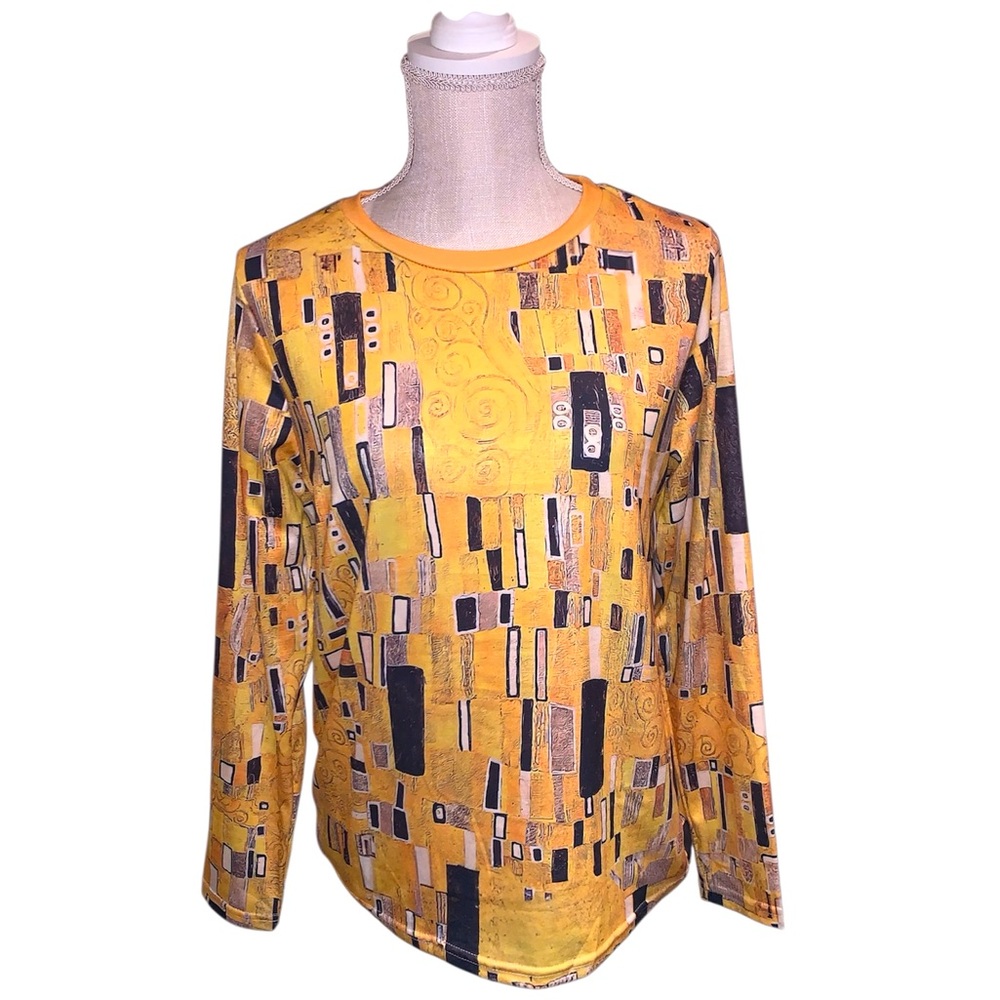 🌹SHEIN🌹GEOMETRIC COLORFUL LONG SLEEVE TEE💕NWOT. EXCELLENT!